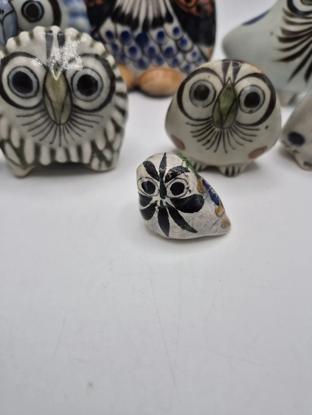 Hand-Painted Tonala Ken Edwards Signed Ceramic Owl Figurine Collection Mexico - Picture 3 of 16